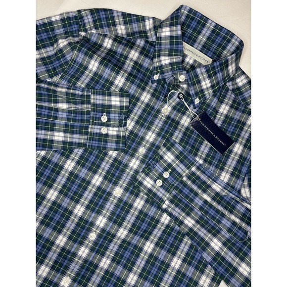 Holderness & Bourne The Andrews Shirt Tailored Fit Stretch Blue Plaid Medium NWT